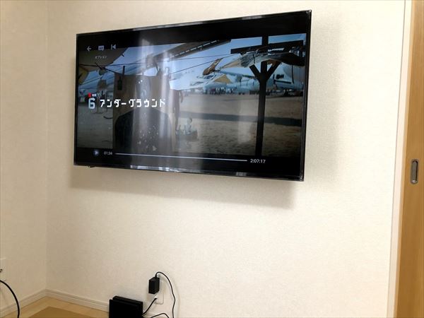 液晶テレビ壁掛け工事　施工例 茨城県取手市にて施工