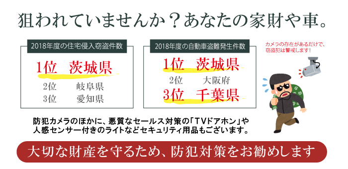守谷市近辺の防犯対策 大切な財産や車を守るため、防犯対策をお勧めします